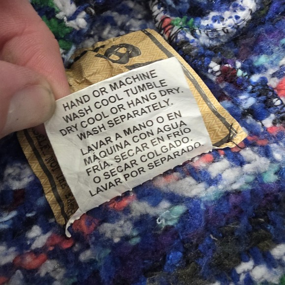 Baja Joe Hoodie Mens Small Blue Multicolor Striped Baja Pullover Kangaroo Pocket - Picture 6 of 9